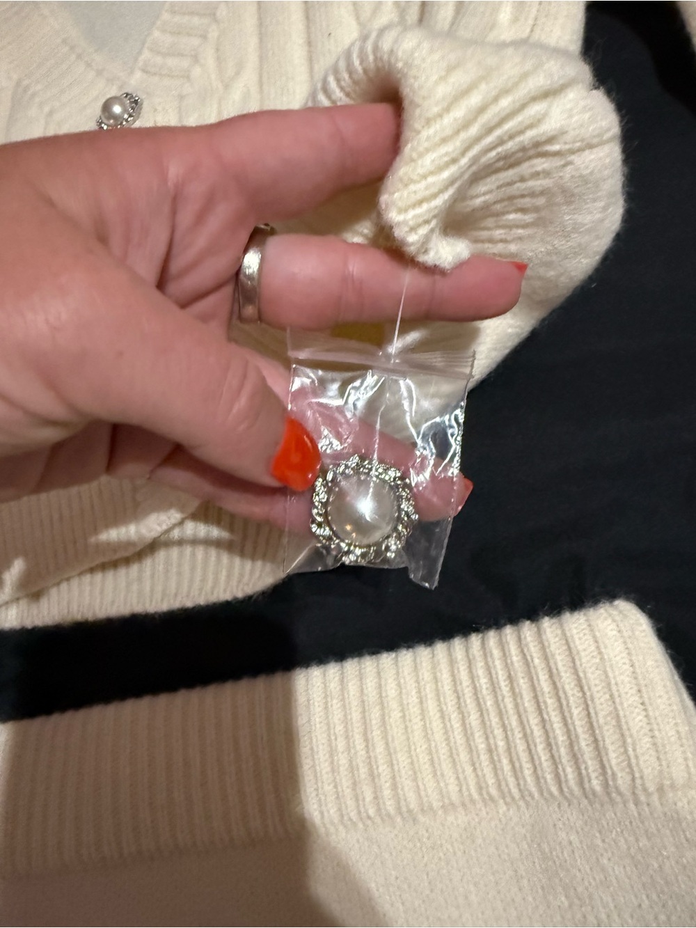 Fashion Nova Cream Cable-Knit sparkly Button Skirt Set - Picture 5 of 8